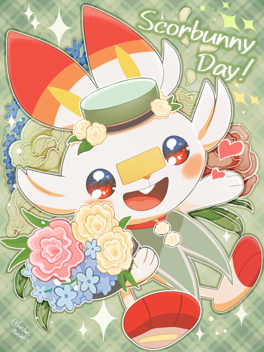 #ヒバニーの日  #ポケモン絵
ポケまぜのフラワーコーデな
ヒバニーちゃん‼️🐰💐✨