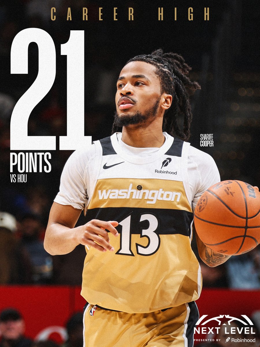 WashWizards's tweet photo. Another career high for @SharifeCooper 🙌 

#ForTheDistrict | @RobinhoodApp https://t.co/AHlAtGVYeb