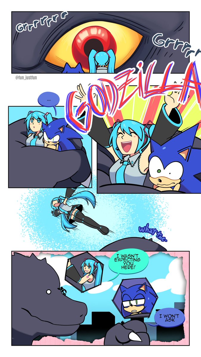 Godzilla goes wherever Miku goes, including....

#SonicTheHedgehog #HatsuneMiku