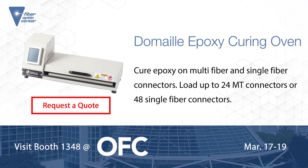 FiberOpticCntr's tweet image. Enhance productivity when curing #epoxy with the Domaille CO-6700 Curing Oven, offering precise control through a high-resolution user interface.

Request a #FiberOpticCenter Product Demo at Booth 1348 during #OFC26: bit.ly/49no5La  

#OFC2026