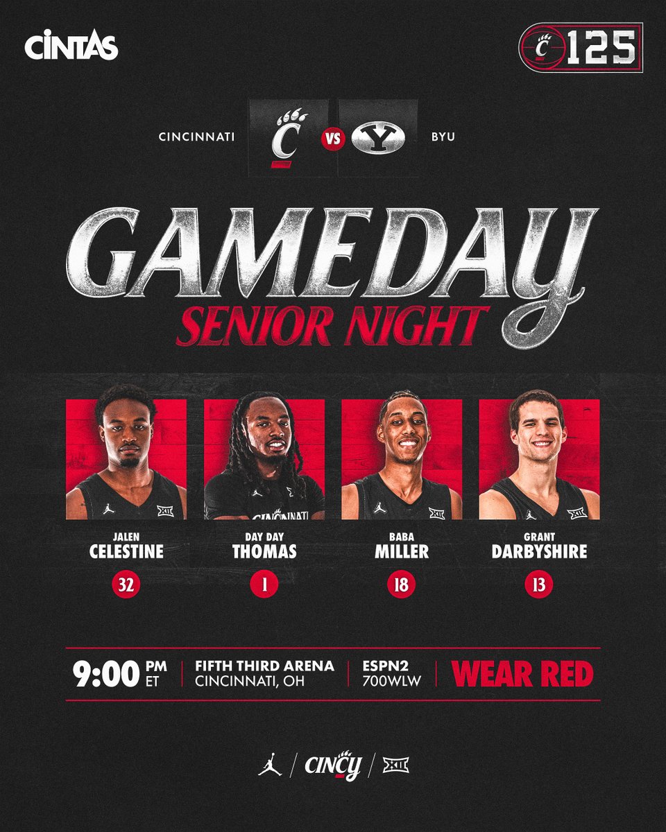 GoBearcatsMBB's tweet photo. Senior. Night. In. Cincy.

🔴 WEAR RED 🔴

🎟️: https://t.co/z37264wmQ8 https://t.co/0EGbRfKQQv