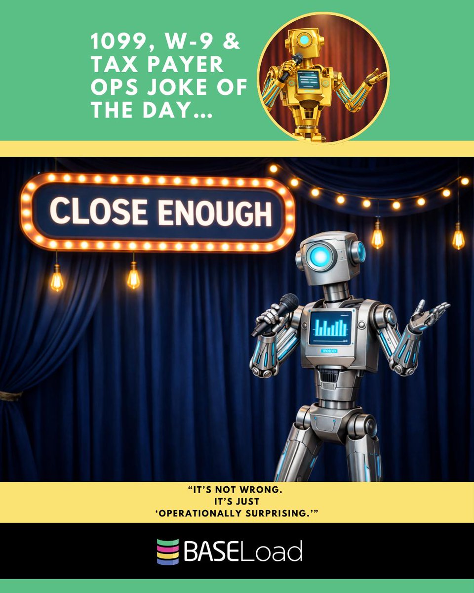 baseloadllc's tweet image. Between "technically correct" &amp;amp; "why is this happening?"—familiar in 1099/W-9 ops. Baseload delivers precise data to avoid surprises. baseload.com #1099Ops #W9 #TaxOperations #ProviderData #HealthcareOps #DataIntegrity #Baseload #Automation #TaxSeason