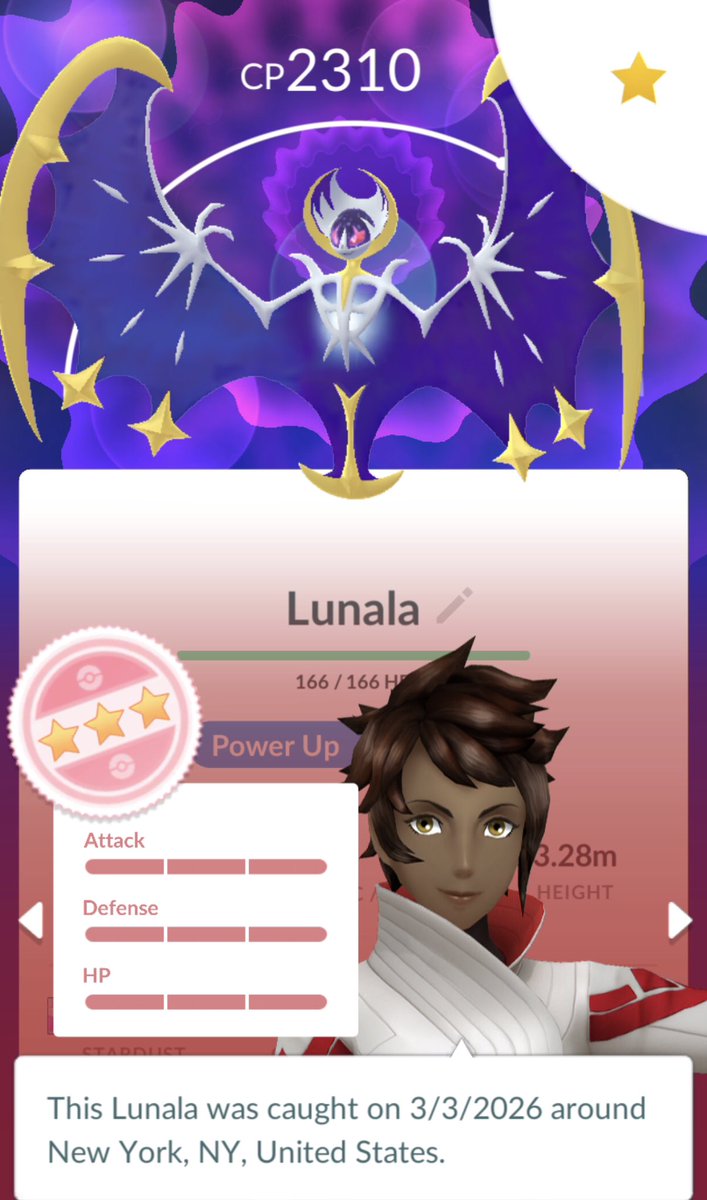 Found a Lunala raid right before the extra raid pass reward ended and caught my first hundo! #PokemonGo