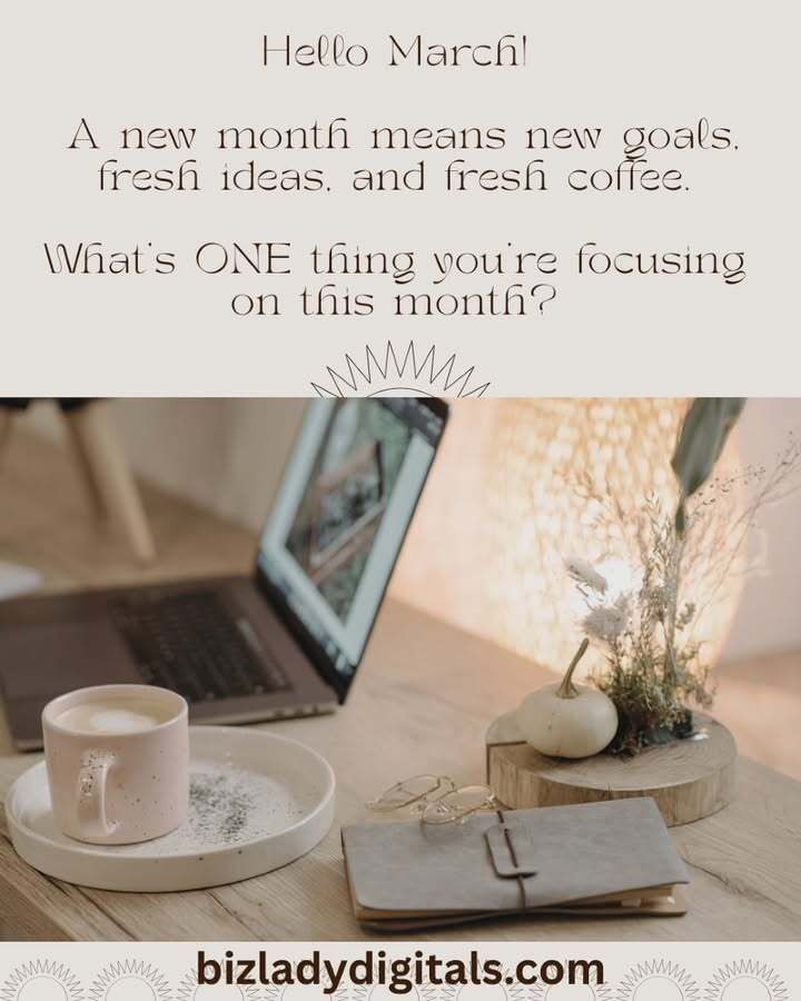 bizladydigitals's tweet image. 🌸 Hello March! A new month means new goals, fresh ideas, and fresh coffee ☕✨What’s ONE thing you’re focusing on this month?

#HelloMarch #NewMonthNewGoals #WomenInBusiness #WorkFromHome #BizLadyDigitals #EntrepreneurLife