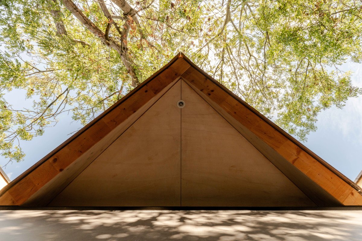 DesignedHomes's tweet photo. glulam timber diagrid roof, split-level rooms that follow the hillside, courtyards dug into the earth. Arbour House in Crouch End, London by Andrei Saltykov. 📷 French + Tye https://t.co/x0T30sJi6R