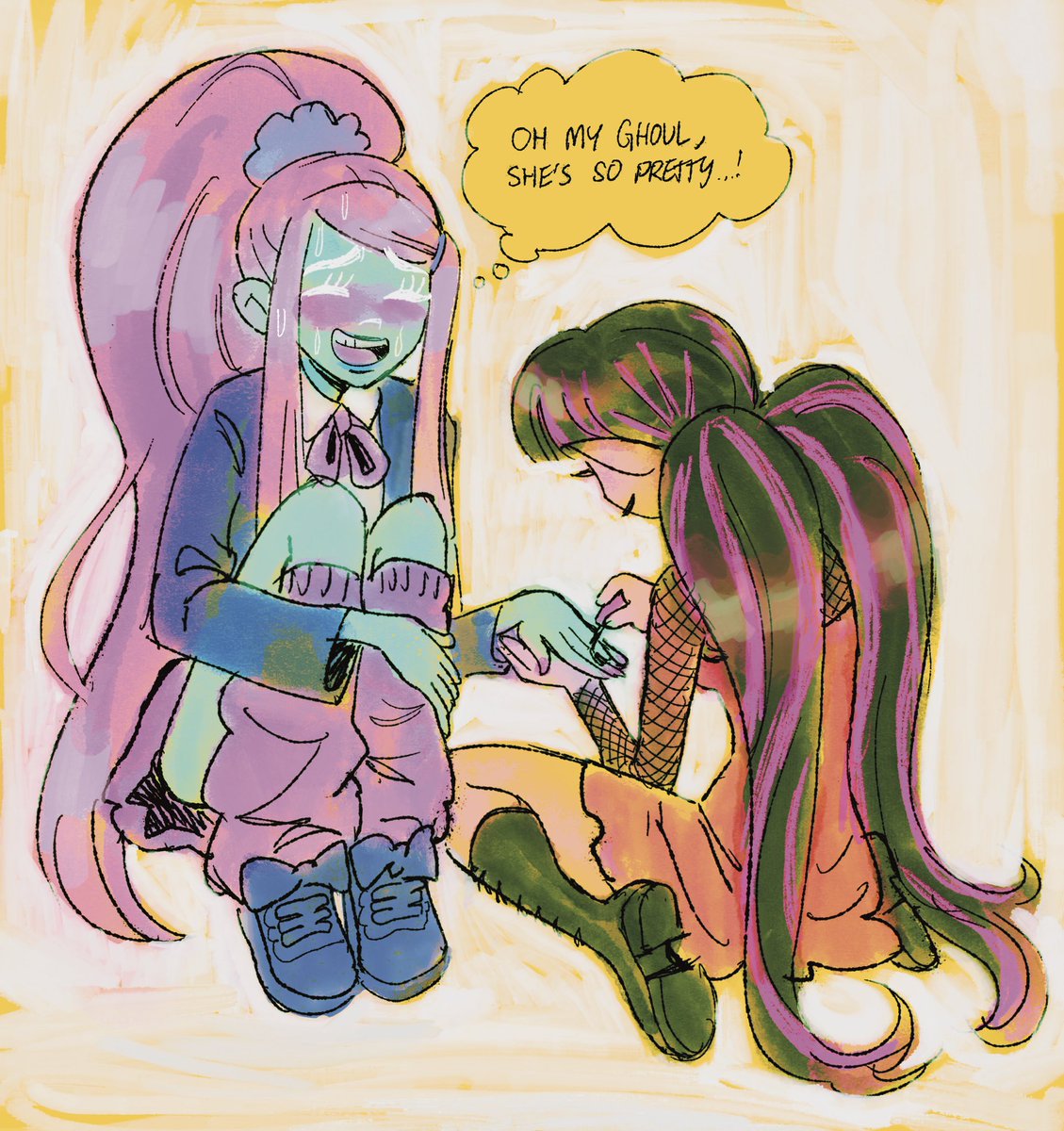 been a while since I’ve drawn monster high let alone g1!!! once again trying to be more messy and relaxed in my work. Kiyomi is a much lesser known character but I love her oh so very much and she is oh so very much in puppy love with Draculaura