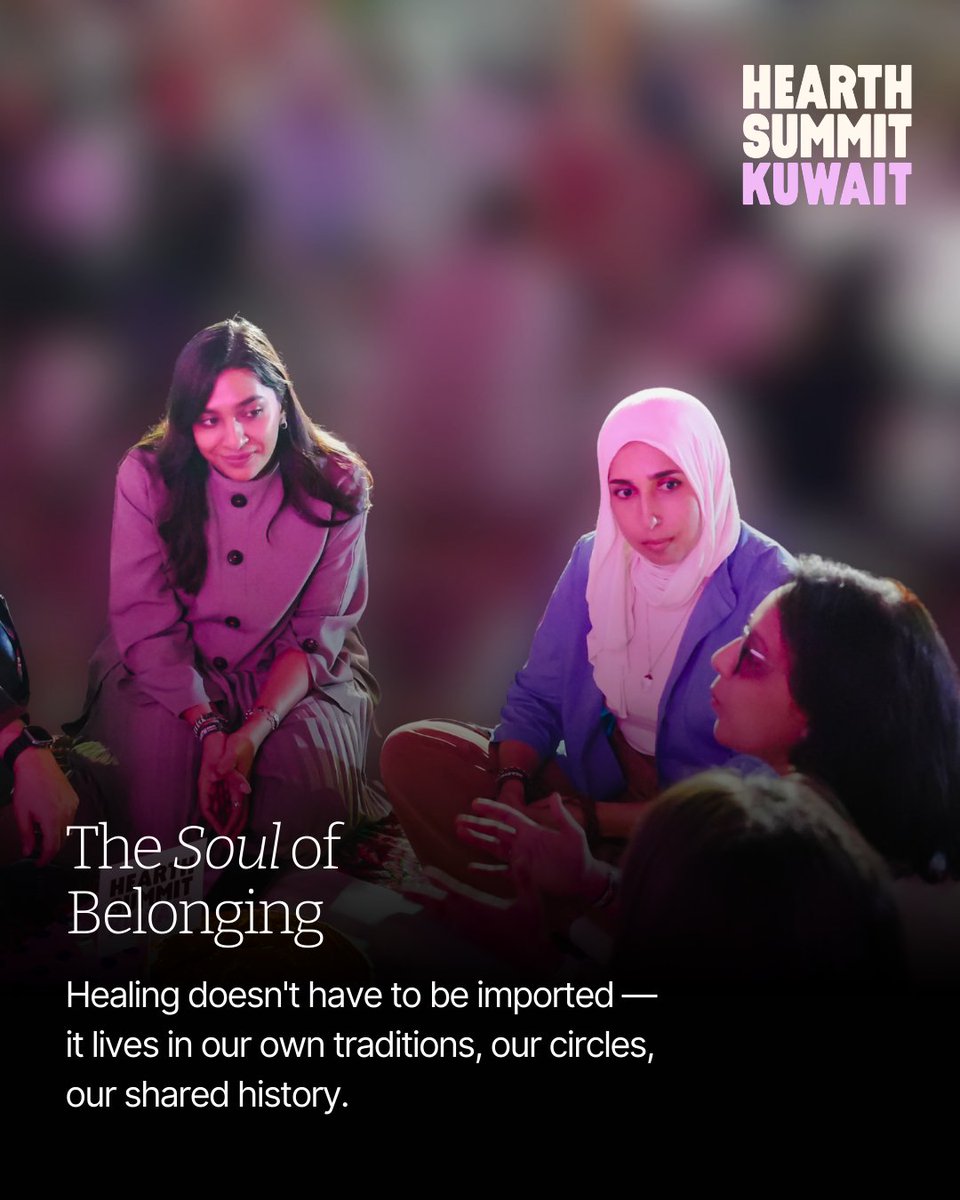 TheWellbeingP's tweet photo. Something quietly powerful happened in the final months of 2025.

In Kuwait, people rediscovered healing inside their own heritage — through family circles, music, and the kind of conversations that don't end when the summit does.

In Dallas, artists and changemakers reminded us that imagination isn't a luxury. It's a requirement for building something better.

In Bangalore, we were reminded that burnout isn't a personal failure — it's a signal. And that no changemaker is ever truly alone.

Before we announce where the Hearth is traveling next (very soon!), we wanted to pause and honor what these gatherings gave us — and the communities that made them what they were.
Where do you hope the Hearth travels next? Tell us in the comments. 👇

@env_earth @BlrCreativeCirc 
 
#HearthSummit #CollectiveWellbeing #CommunityCare #SystemicChange #SocialImpact #FutureOfWellbeing #HearthSummitKuwait #HearthSummitDallas #HearthSummitBangalore #2026