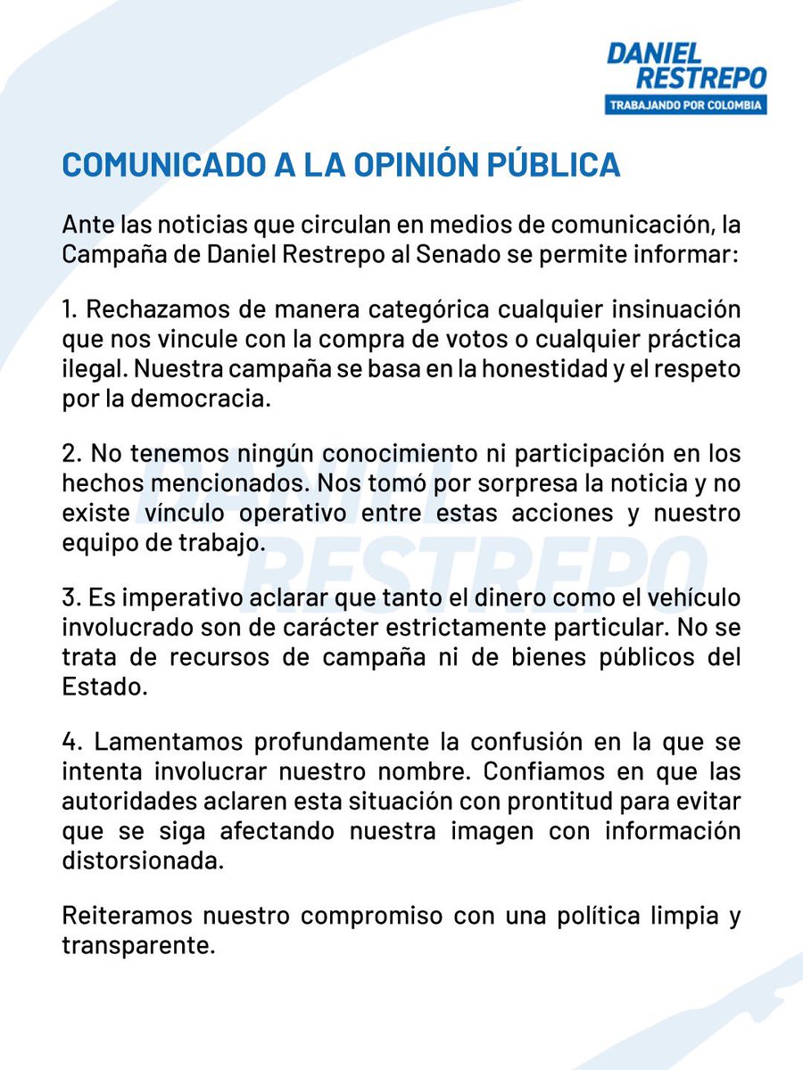 DanielRestrepoC's tweet photo. Comunicado a la opinión pública. https://t.co/2xjl8FnXcK