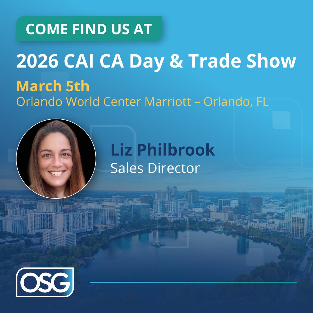 Stop by and connect with Liz Philbrook to see how OSG Real Estate Services Group is helping community management organizations transform resident communications.

📍 Orlando World Center Marriott
📅 March 5 | 9:00 AM – 6:30 PM

#OSG #CAI #CommunityAssociations #PropertyManagement