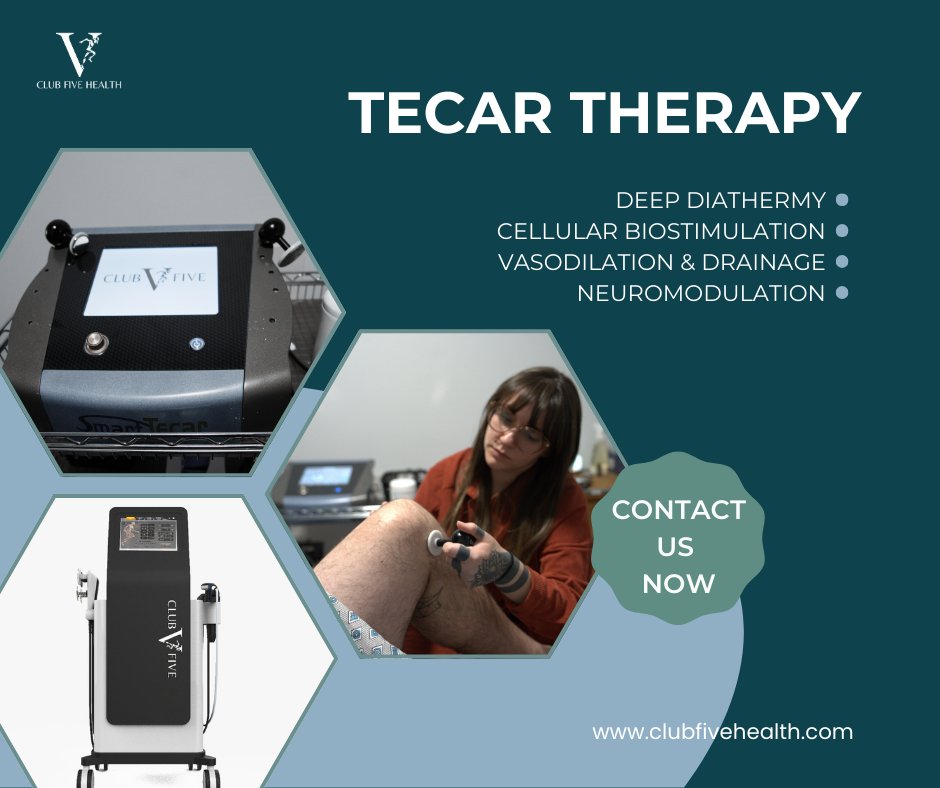 clubfivehealth's tweet photo. The pro-athlete secret to 3times faster recovery is at #ClubFiveHealth.
Most heat treats the surface. #TECAR Therapy uses radiofrequency to generate endogenous heat — #healing from the inside out.
✅Instant pain relief
✅Flushes lactic acid
✅Zero downtime
The ultimate recharge. https://t.co/3yMnHAjABd