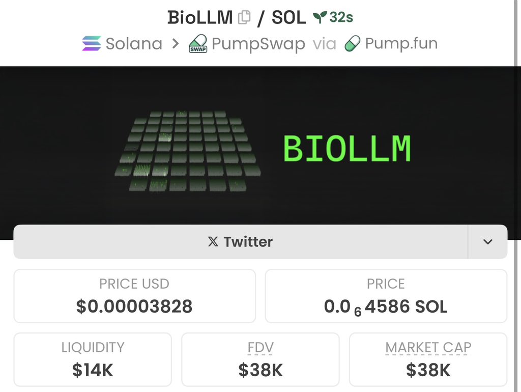 BC_MAVERIC's tweet image. Caught $BioLLM at $38k MCAP! 

9oxGicd5KXNcthYM6yD23X9zcznQVnHjrAEN38fFpump

Investors are already on this one. #BioLLM
