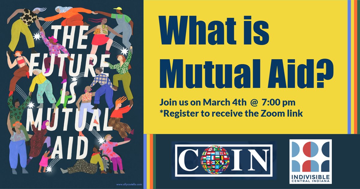 Join Indivisible Central Indiana 3/4/2026 @ 7 PM, for a powerful and informative webinar breaking down:
✔ What #MutualAid is (and isn’t)
✔ Common misconceptions
✔ Real-world examples of community impact
✔ Ways to plug in locally
mobilize.us/indivisiblecen…