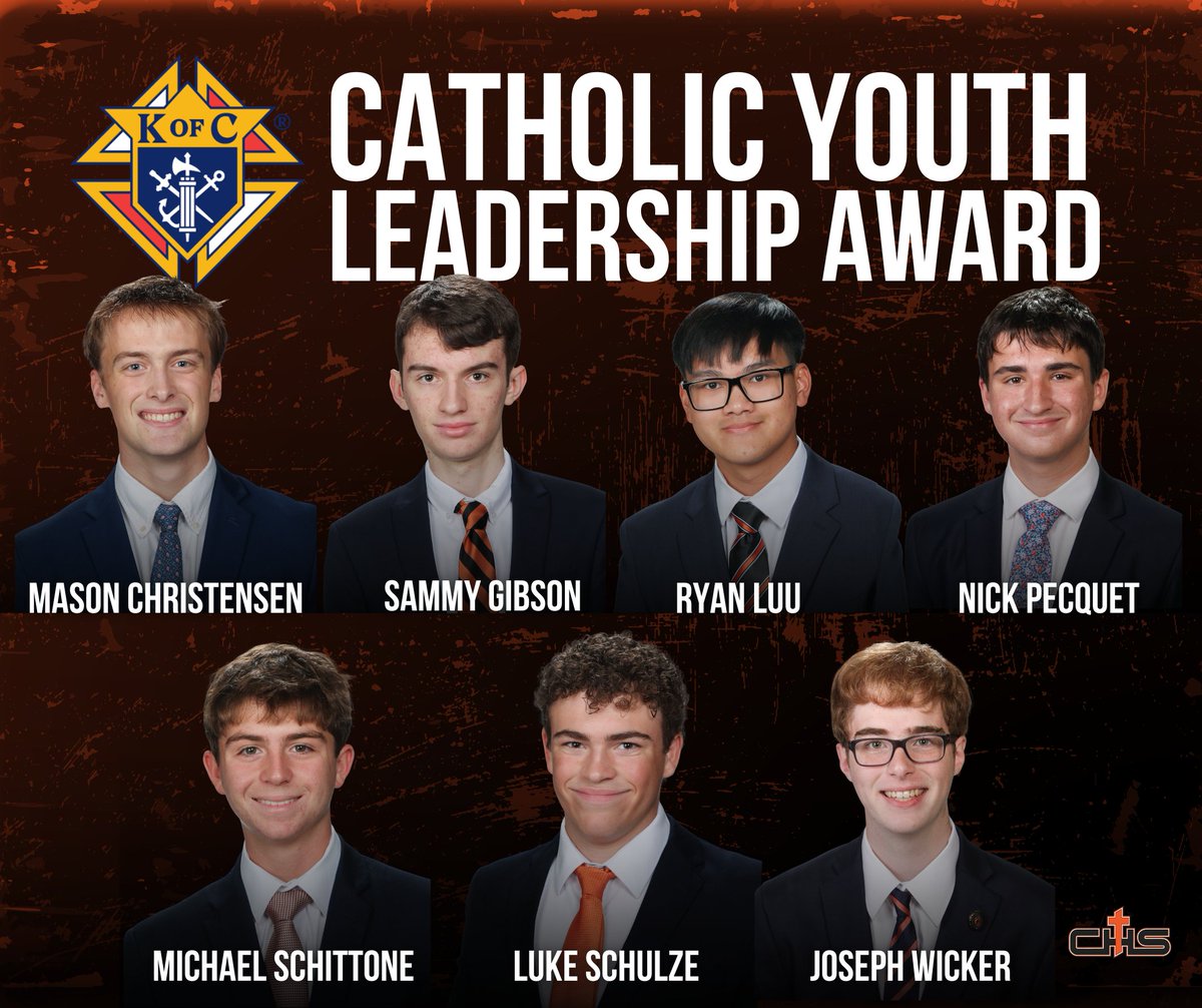 CHS_BR's tweet photo. Congrats to the 7 CHS seniors who were selected by their respective Knights of Columbus councils as Catholic Youth Leadership Award winners. We're so proud of these young men for receiving this award for their display of spiritual, scholastic, civic, &amp; athletic excellence. https://t.co/2muEhnrZ0l