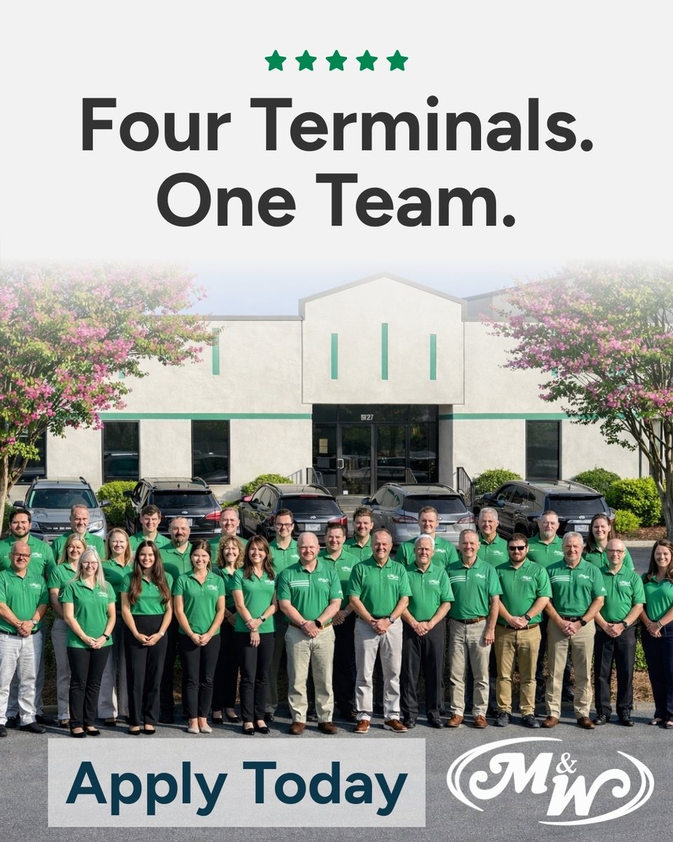 MWLG1973's tweet photo. Four terminals. One team.

Whether you’re looking for local routes, regional consistency, or OTR opportunity we have a seat for you.

Choose the fleet that fits your lifestyle.
Build your future with M&amp;W.

Apply today: https://t.co/W422Je8W9Z

#DriveMW #CDLJobs #TruckingLife https://t.co/2pt0JWvouQ