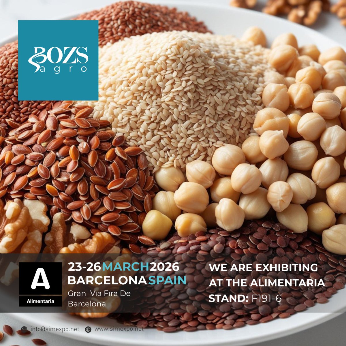 23-26 Mart 2026 tarihleri arasında İspanya'nın Barselona kentinde düzenlenecek olan Alimentaria &amp; Hostelco Fuarı'nda, BOZSAGRO , 2026 yılı için  yerini almıştır. #alimentariabarcelona2026 #bozsagro