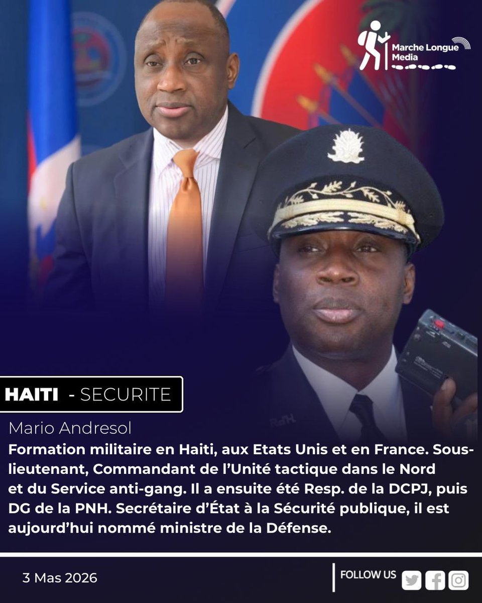 Mario Andresol a intégré l’Académie militaire en Haïti en 1982. Par la suite, en 1984 , il voyage  pour le Fort Benning (Georgia, Etats-Unis)  pour poursuivre sa formation militaire. En 1986 il va à l’école des officiers de la gendarmerie (France).

De retour en Haïti, il a