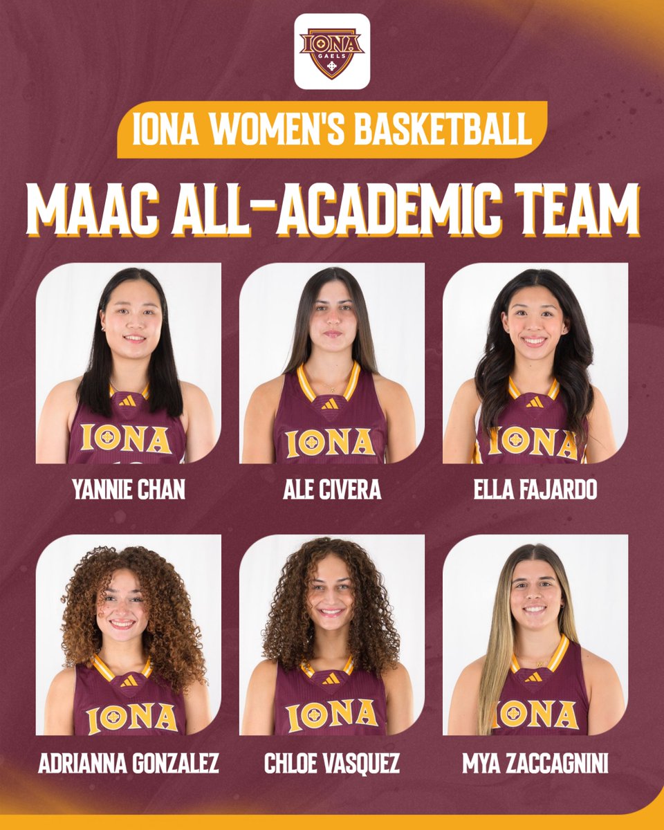 IonaWBB's tweet photo. Shout out to our 6️⃣ MAAC All-Academic Team honorees! 📚

#RaiseTheFEEE #GaelNation https://t.co/EUW5MGyzbg