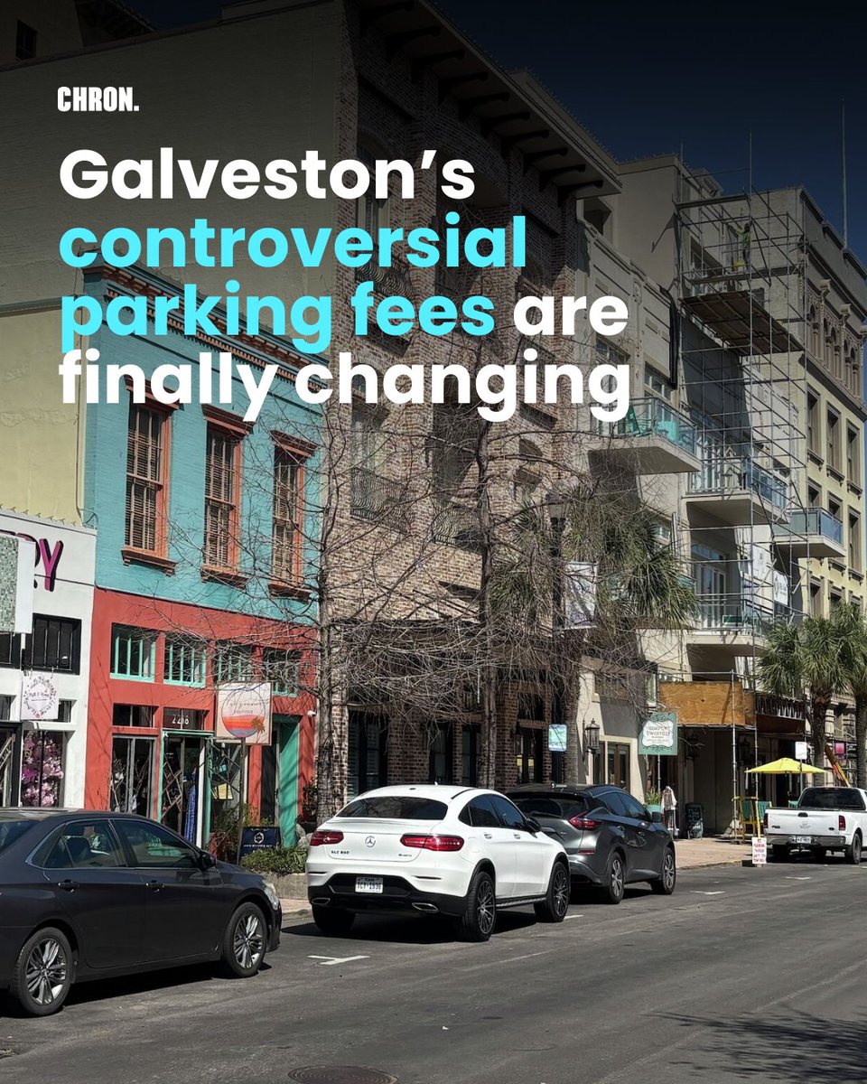 chron's tweet image. Galveston downtown parking: City Council approved a new ordinance allowing half-hour increments after the first hour at $1.25.

Here is when the change takes effect: bit.ly/4b1WLSa

#Galveston #TexasNews