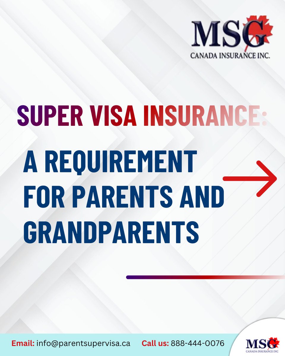 parentsupervisa's tweet image. Super Visa Insurance is mandatory for parents and grandparents visiting Canada on a Super Visa.

You need proof of valid insurance with the required coverage amount for visa approval.

#supervisainsurance #parentsupervisa #canadainsurance #travelinsurancecanada #parentsincanada