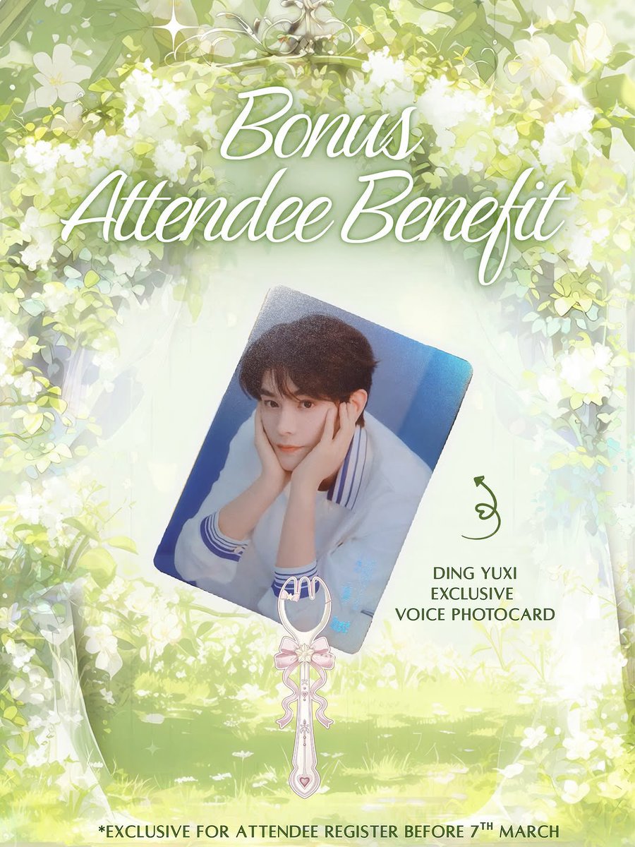 dingyuxi_myfc's tweet photo. 3.14 White Valentine Fan Event 💗
Register before 7 March to receive a BONUS ✨exclusive Ding Yuxi voice photocard. 5 cities, lucky draws, limited seats. Sweetness is better shared.
#丁禹兮 #dingyuxi #SnackPaper #dingyuximyfanclub https://t.co/HdrrPGZcXb