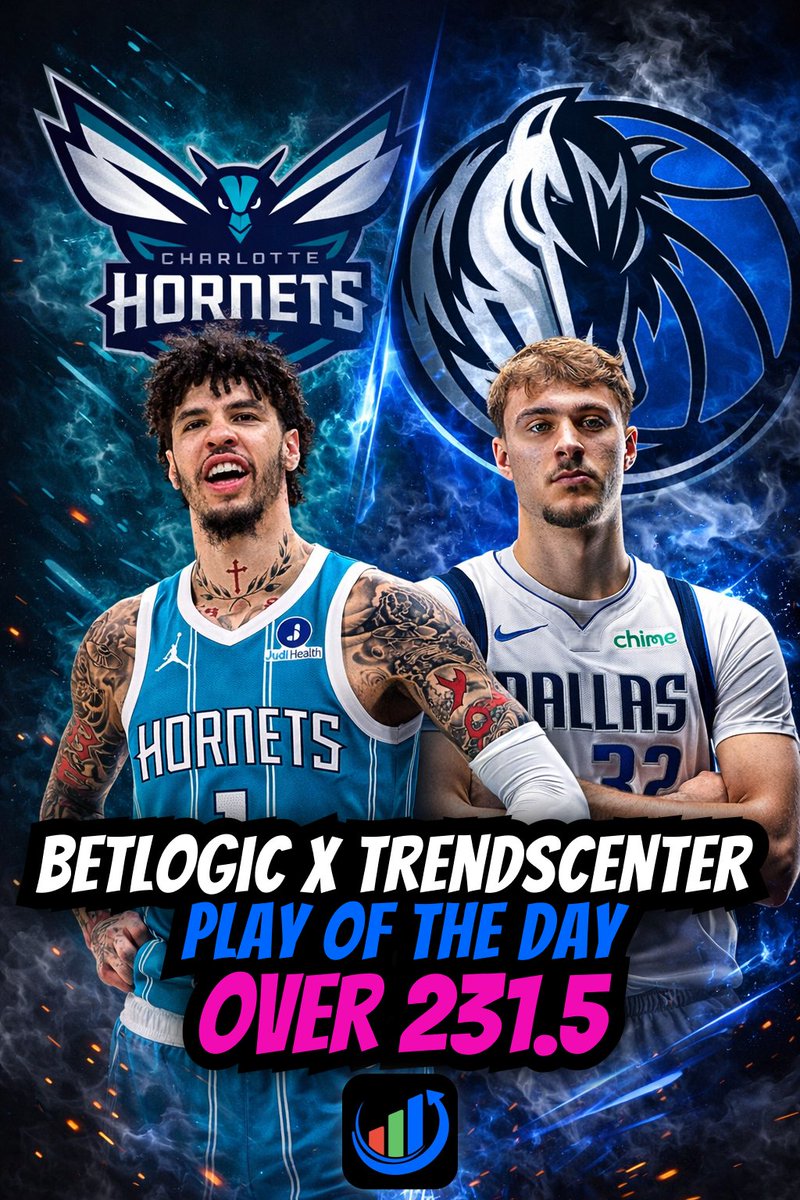 <a href="/_betlogic/">BetLogic</a> x <a href="/trendscenterapp/">trendscenter</a>  Play of the Day
Hornets vs Mavericks
o231.5

Insight:
Dallas typically plays faster when they control the game. Hornets are inconsistent defensively and can give up runs. If this turns into a blowout, there is risk that the late 4th quarter
