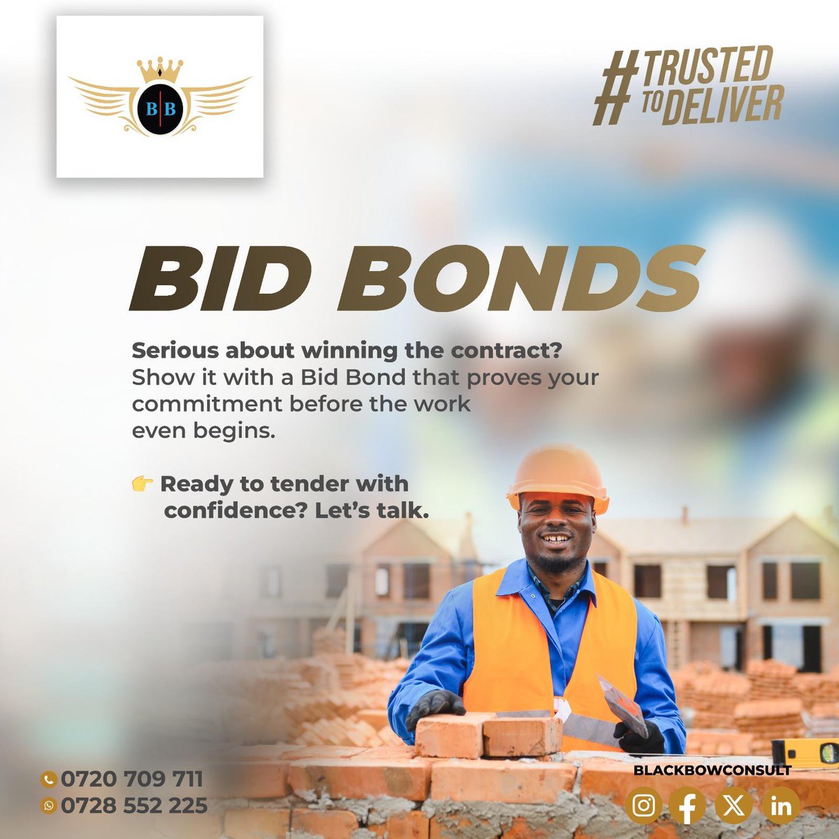 BlackbowConsult's tweet image. 🚧 A Bid Bond is your ticket to securing your dream project! Take that step closer to success with Blackbow Limited. Let us help you make your commitments count! ✨👷‍♀️

📞 Contact us today and let's make it happen

#BidBonds #ProjectSuccess #CommitmentMatters #TradeFinance