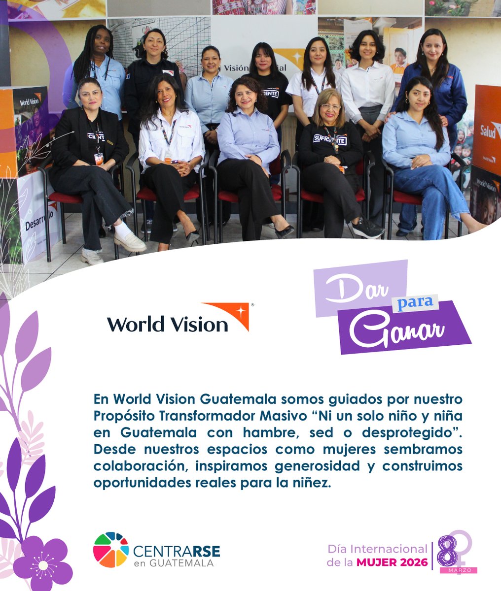 CentraRSE's tweet photo. Reconocemos a @WorldVisionGt por su ejemplo al construir entornos laborales que potencian el talento femenino.

¿Cómo construimos una cultura más generosa y colaborativa?
Nuestras empresas socias nos lo demuestran en esta campaña.

#CentraRSE #DarParaGanar https://t.co/dchlG3F55f
