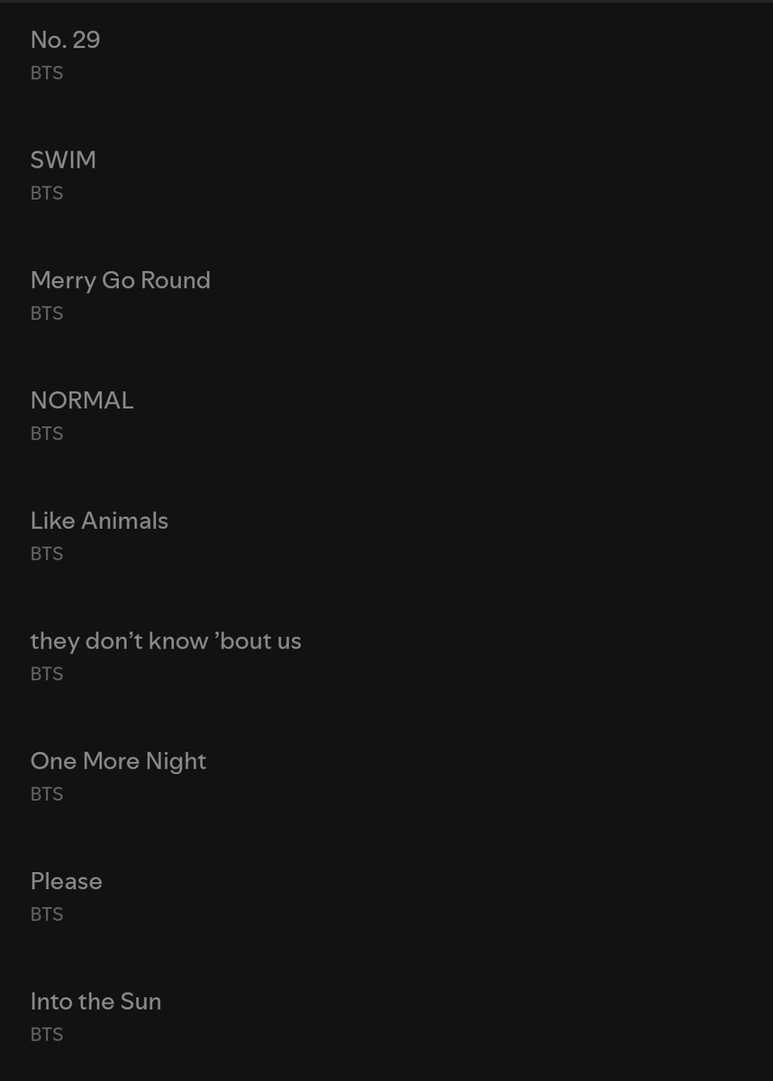 BTSxBRAZIL's tweet photo. ‼️ TRACKLIST DO #BTS_ARIRANG DISPONÍVEL NO SPOTIFY! 

1. Body to Body
2. Hooligan
3. Aliens
4. FYA
5. 2.0
6. No.29
7. SWIM
8. Merry Go Round
9. NORMAL
10. Like Animals
11. they don't know 'bout us
12. One More Night
13. Please
14. Into the Sun https://t.co/2qDTh1cJRl