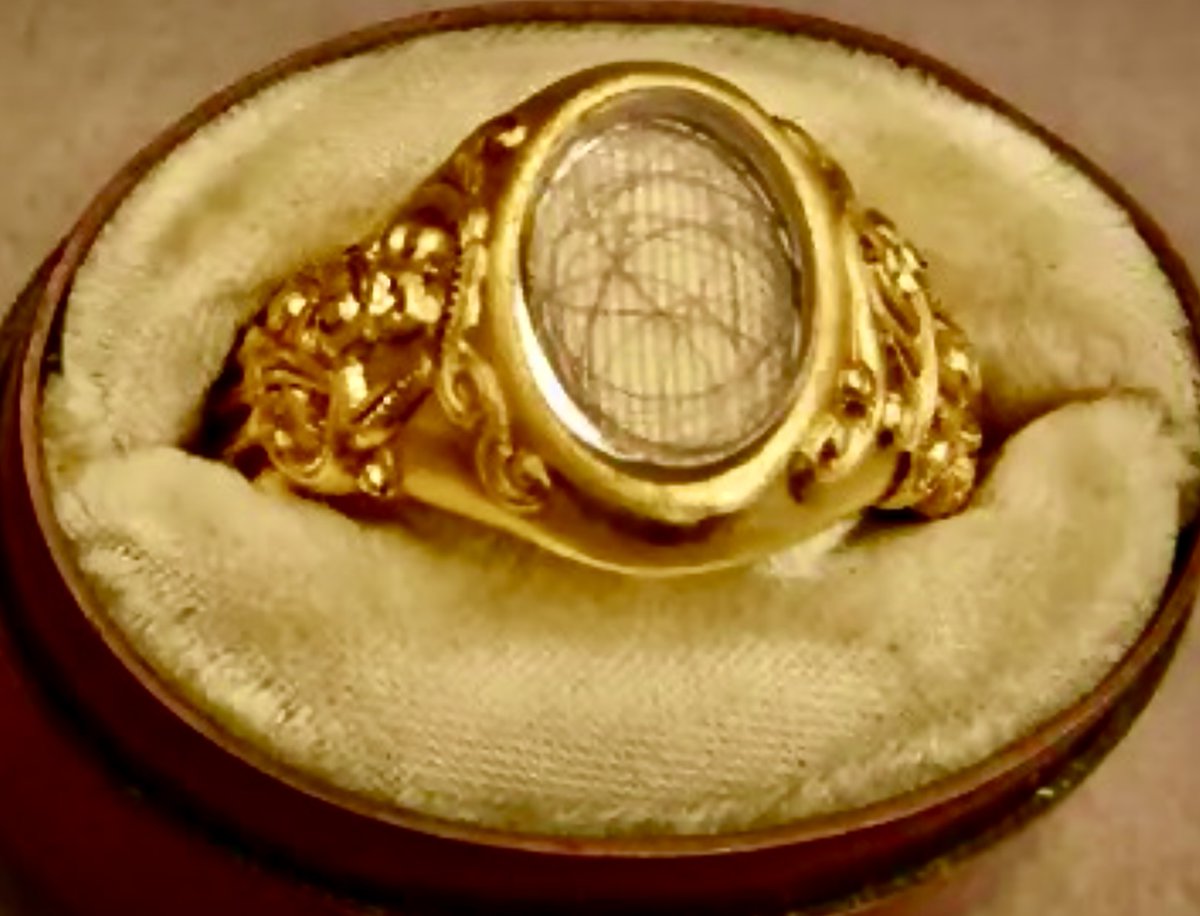 Theodore Roosevelt wore this ring featuring strands of Abraham Lincoln’s hair while being sworn in at his inauguration of tomorrow 1905.  T.R. used to say that he would ask himself, “What would Lincoln do?