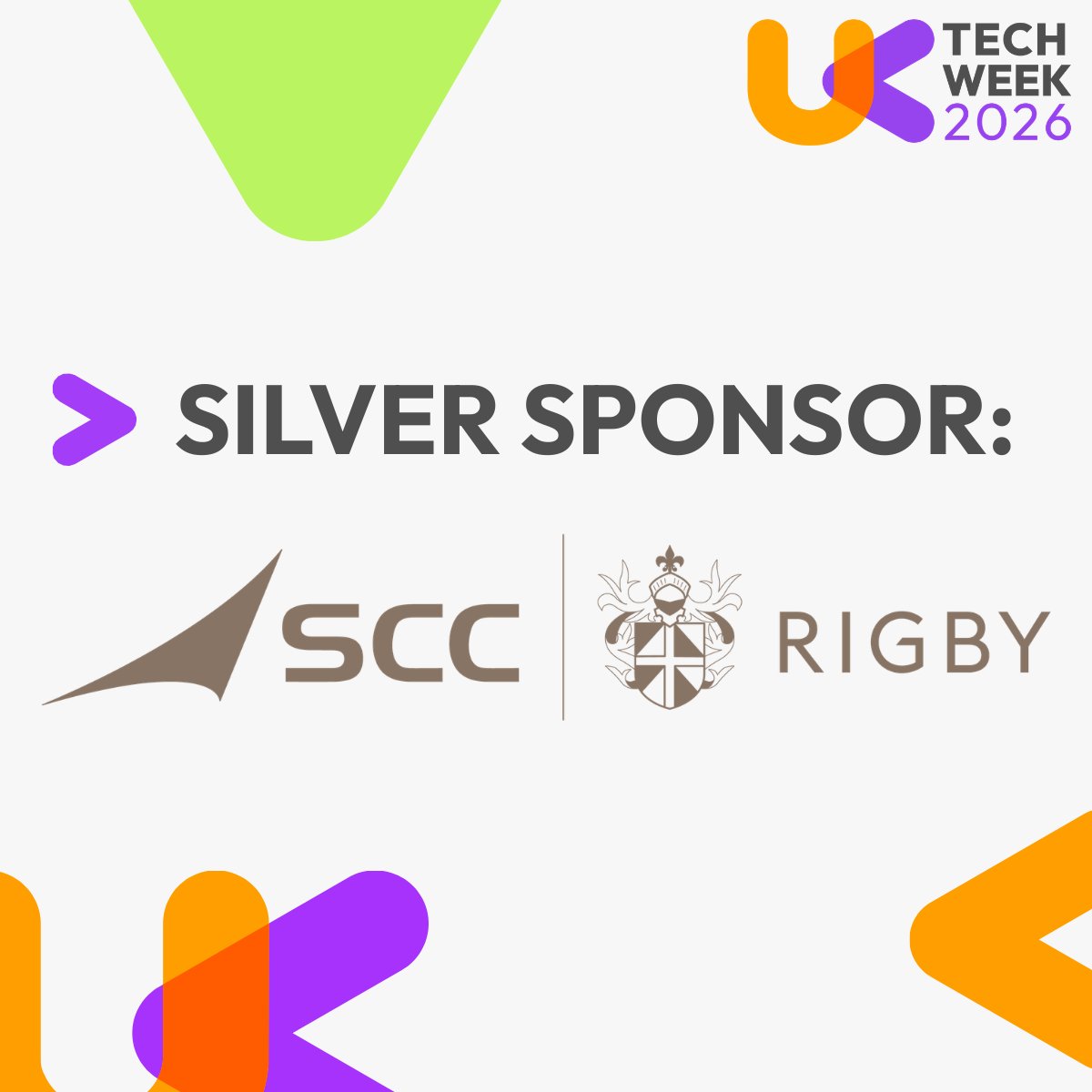 uktechwk's tweet photo. @SCC &amp; @rigbygroupplc join UK Tech Week 2026 as Silver Sponsors 🌟

We're proud to have two leading champions of the UK tech ecosystem on board.

https://t.co/FZ3piuktRa #UKTW2026 #UKTechWeek https://t.co/qnKH4ULd8q