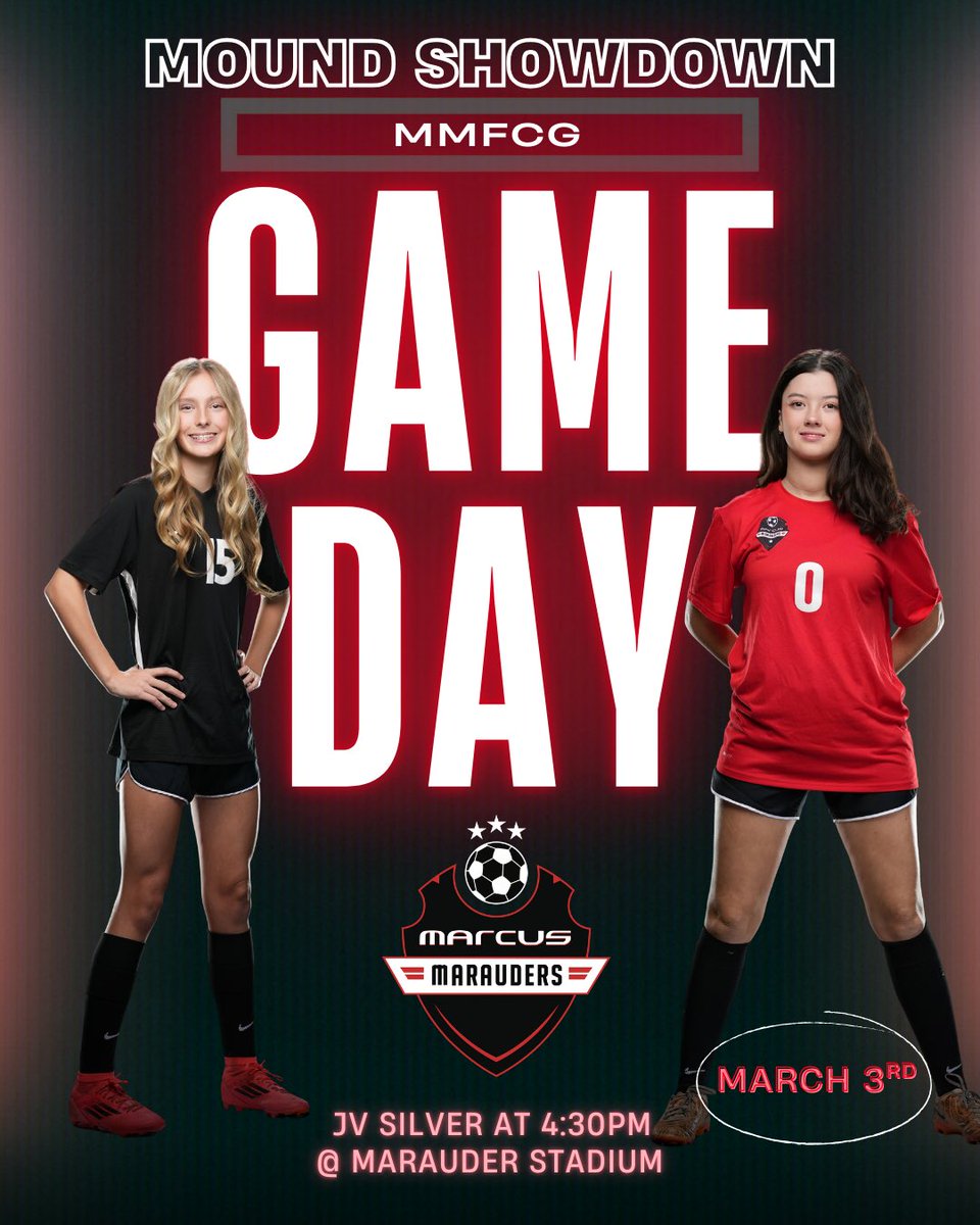 Marcus_MMFCG's tweet photo. IT’S TIME FOR MOUND SHOWDOWN!!

Come out to Marauder Stadium as your MMFCG teams take on Flower Mound!! See you all there!!⚽️💪🏼❤️ #wearthetarget https://t.co/pPlEj5gUem