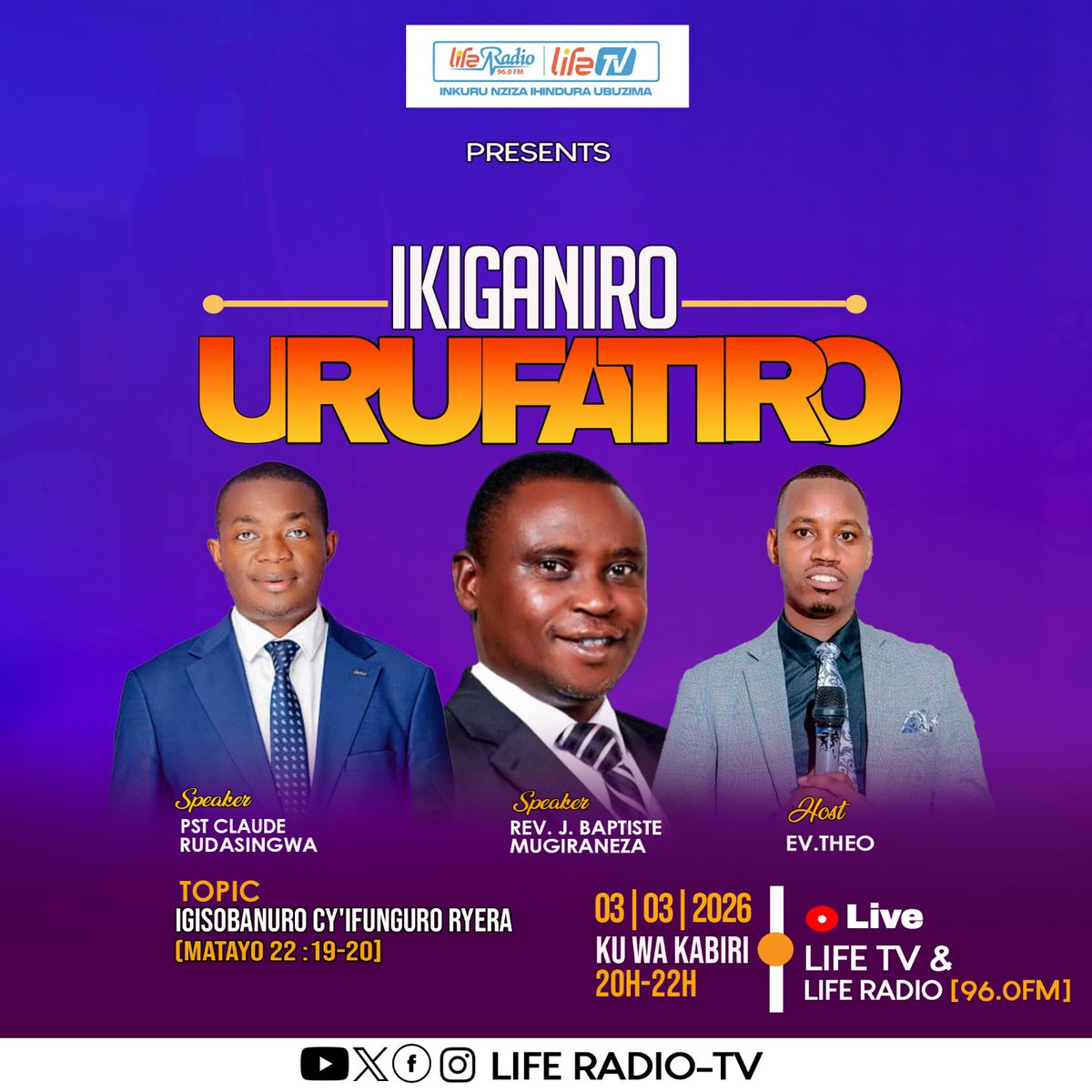 liferadio96fm's tweet image. #Ntucikwe n’Ikiganiro Urufatiro kuri Life Radio &amp;amp; Life TV!
Aho Tuganira ku “Igisobanuro cy’Ifunguro Ryera (Matayo 22:19-20)”.

Link: youtube.com/live/XDD_mp5nD…

#liferadio-tv #adepr