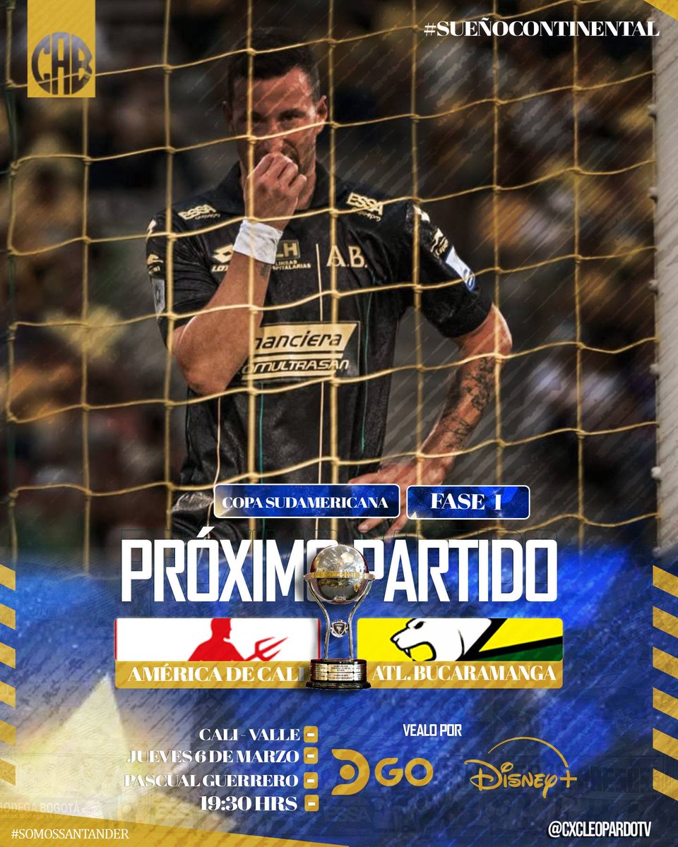 Cxcleopardotv's tweet photo. 🏆 #SueñoContinental 

Todo listo para el partido más importante de la temporada, el #AtleticoBucaramanga visita al #America en el Pascual buscando un cupo en la fase de grupos de la #CopaSudamericana 

Modo #conmebolsudamericana2026 

#VamosBucaros #SoyLeopardo 
📷 #oscarmerchan https://t.co/e8nuw8yHZd