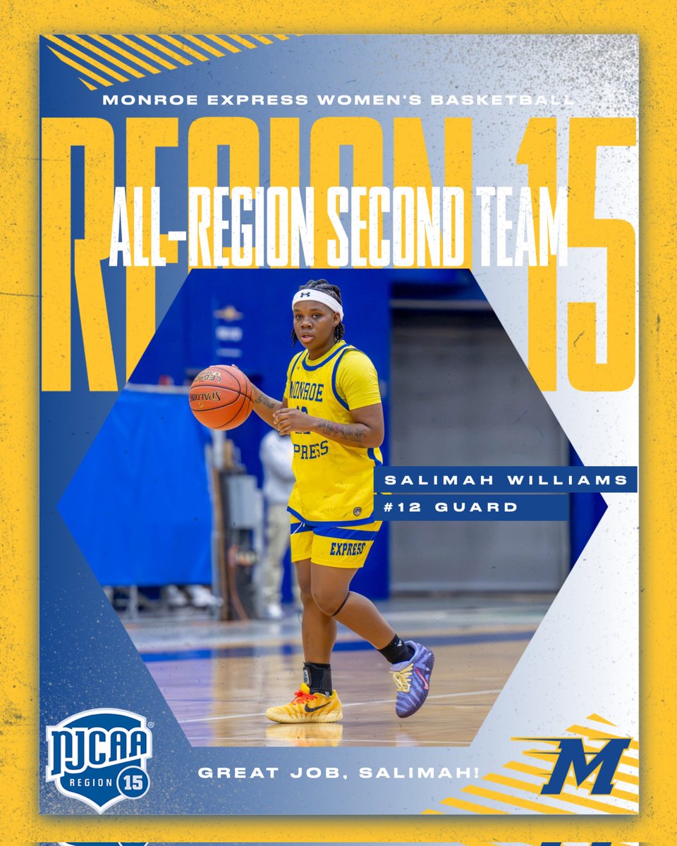 MonroeExpress's tweet photo. Shoutout to Salimah Williams (All-Region Second Team), Aneyah McLamb (All-Region Honorable Mention), and Aviah Richards (All-Region Sportsmanship Team) for also earning All-Region 15 honors! https://t.co/uEJd14AVmj