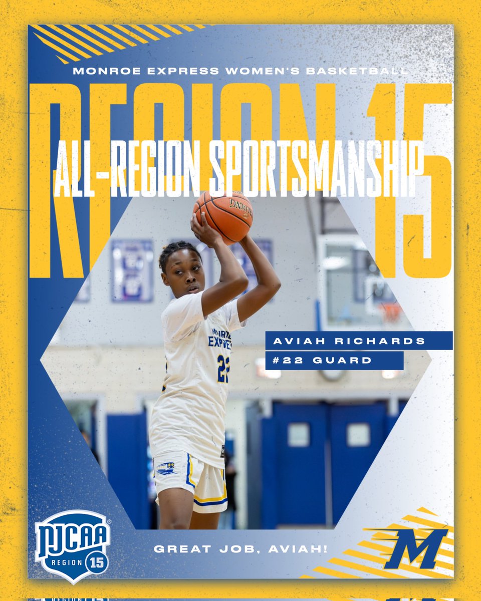 MonroeExpress's tweet photo. Shoutout to Salimah Williams (All-Region Second Team), Aneyah McLamb (All-Region Honorable Mention), and Aviah Richards (All-Region Sportsmanship Team) for also earning All-Region 15 honors! https://t.co/uEJd14AVmj