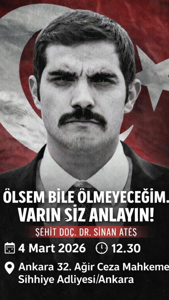 Safımız belli olsun. 
"Sizden değiliz!"
Yarın, adalet için, bir evlat, bir baba, bir kardeş, bir eş, bir öğretmen için, Şehit Doç. Dr. Sinan Ateş için...

#SinanAteş
#SinanAteşİçinAdalet