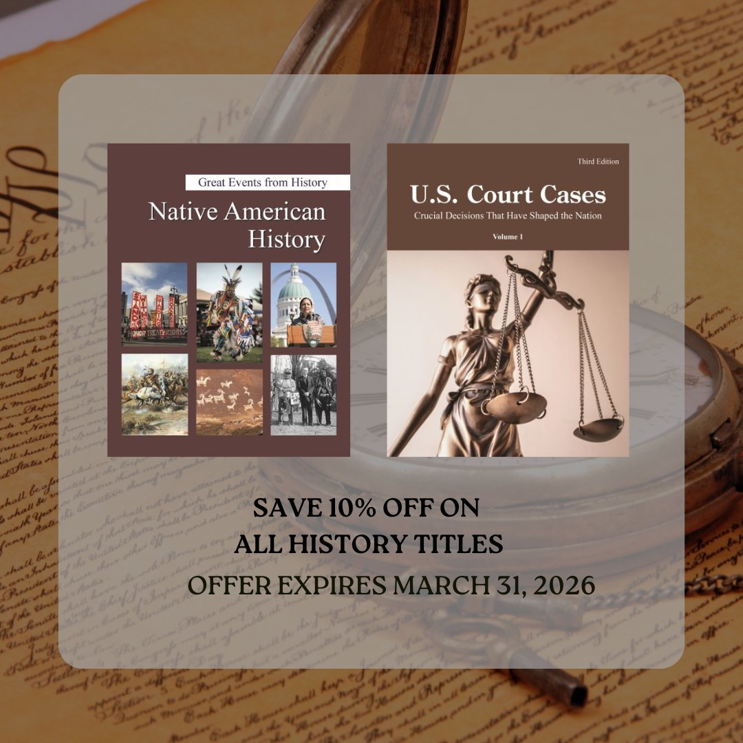 SalemPress's tweet photo. From Native American History to Landmark Court Cases to Inventors and Inventions, these New and Best-Selling Titles Enhance Research about the Most Important Moments in American History. Save 10%! https://t.co/jAHgtnJtwI #salempress #publishing https://t.co/idRymiklDP