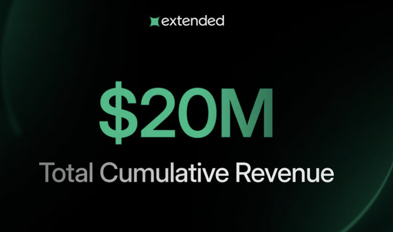 0xcryptoturkey's tweet photo. New: @extendedapp's cumulative revenue has surpassed $20M https://t.co/2EfxHBtaCw