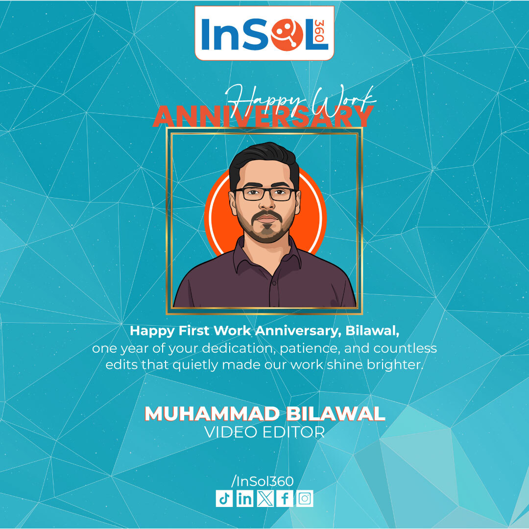 InSol360's tweet photo. Happy 1st Work Anniversary, Bilawal.

Over the past year, your commitment to quality and consistency has added real value to our work. Your edits are thoughtful, clean, and always aligned with our vision.

#workanniversary #videomarketing #lifeatinsol360 #insol360 https://t.co/op9ILj3cnk