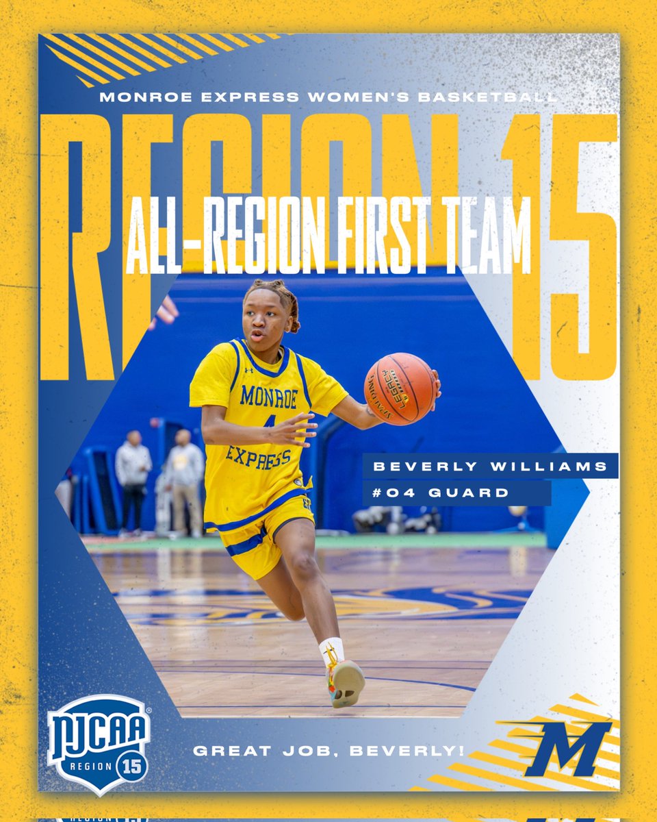 MonroeExpress's tweet photo. Beverly Williams has been selected as the Region 15 Player of the Year! She also earns a spot on the All-Region First Team. https://t.co/ZfLzfVc3c7