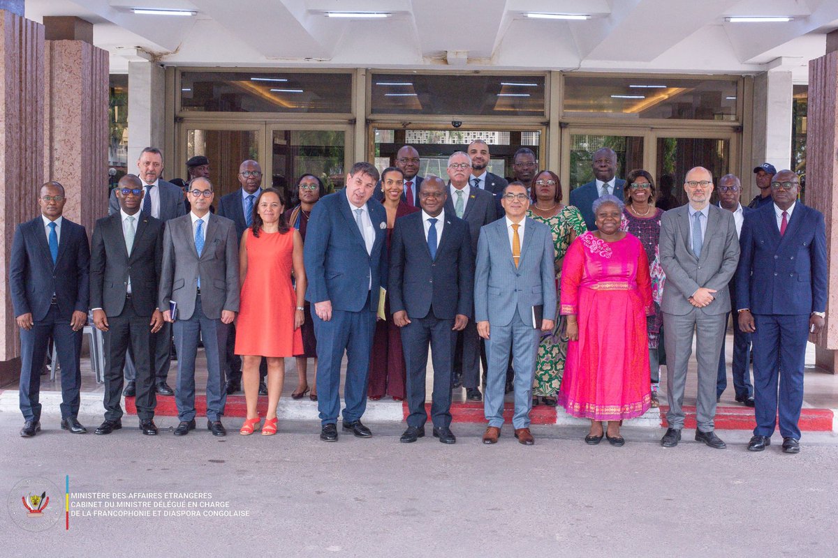 CrispinMbadu's tweet photo. Diplomatie : audience avec le Groupe des Ambassadeurs des pays francophones (GAP) accrédités à Kinshasa.

Ravi d’avoir reçu ce mardi 03 mars 2026, le Groupe des
Ambassadeurs des pays francophones accrédités en République Démocratique du Congo (GAP).

Les échanges ont porté principalement sur la préparation de la Journée internationale de la Francophonie, célébrée chaque 20 mars, notamment les activités prévues à cette occasion, ainsi que sur les enjeux liés à la candidature de la RDC au poste de Secrétaire Général de @OIFrancophonie. 

Cette rencontre s’inscrit dans la dynamique de concertation et de coopération que la RDC entend renforcer avec l’espace francophone, dans un esprit de dialogue, de solidarité et de promotion des valeurs communes de la Francophonie.
 #CandidatureRDC #OIF
@kayikwambaT 
@SuminwaJudith
@MinDiasporaRdc