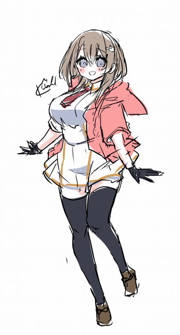 新2年生久遠ちゃん案・・可愛くしたいな～～。けもみみ付きフードにしたいなぁ‥ 