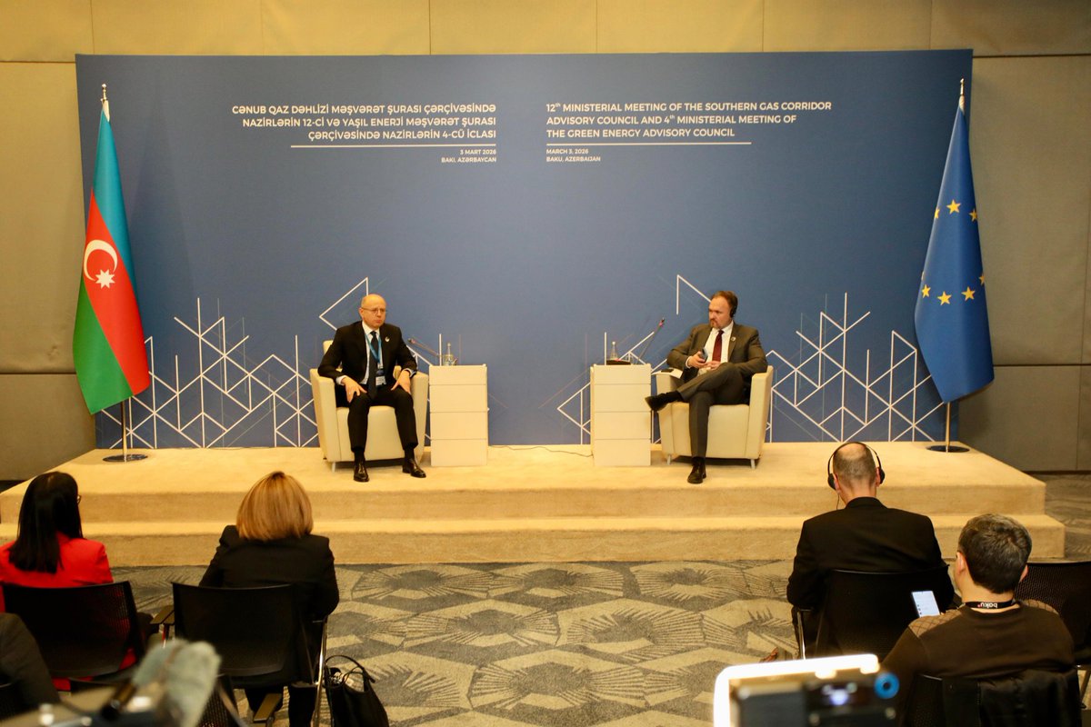Together with <a href="/DanJoergensen/">Dan Jørgensen</a>, European Commissioner for Energy and Housing, we delivered a #JointPressStatement on the outcomes of the #SouthernGasCorridor Advisory Council 12th Ministerial Meeting and #GreenEnergy Advisory Council 4th Ministerial Meeting.
minenergy.gov.az/en/xeberler-ar…