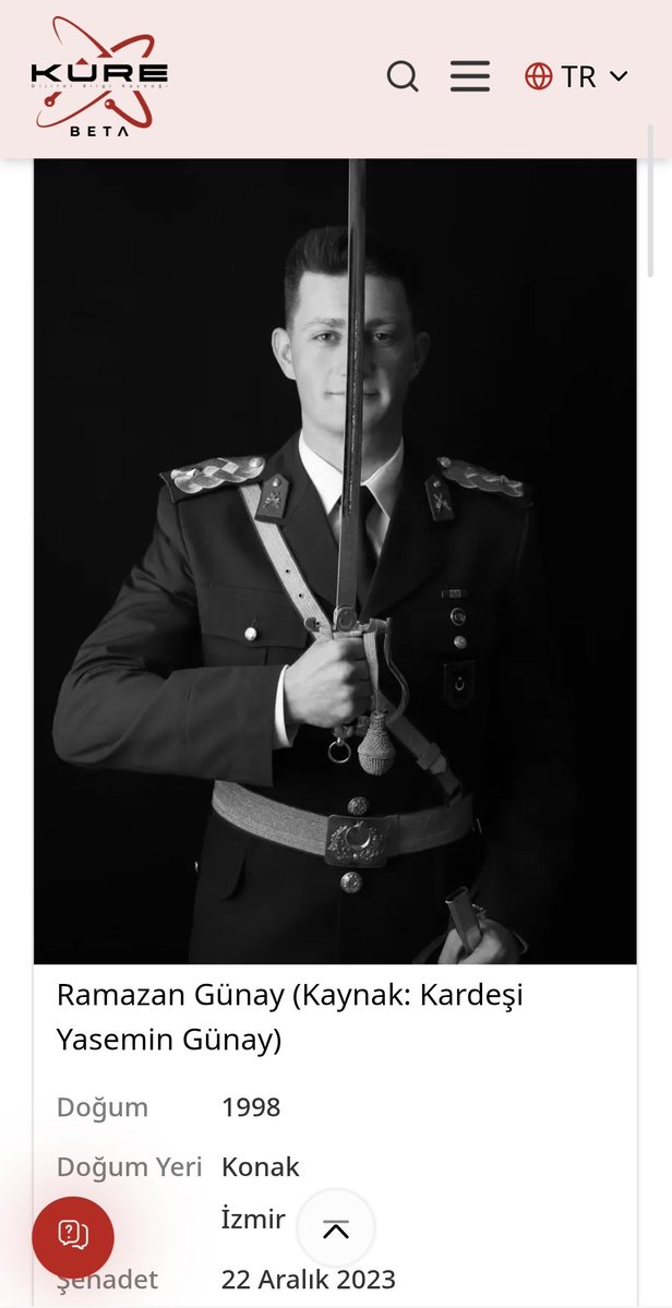 Küre Platformunda Şehit Ramazan Günay abimizi yazmanın mutluluğunu yaşıyorum. Şehadetin kabul olsun abiciğim. 🇹🇷🌹

kureansiklopedi.com/tr/detay/ramaz…