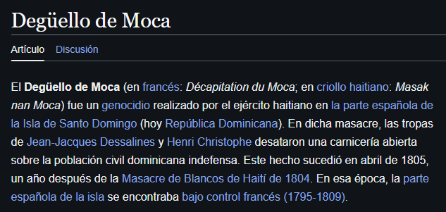Los haitianos recorrieron la isla de La Española buscando deliberadamente a blancos, españoles, criollos, dominicanos y demás no africanos civiles e inocentes específicamente para violarlos y masacrarlos desmembrándolos, Haití ha sido siempre una nación de genocidas.