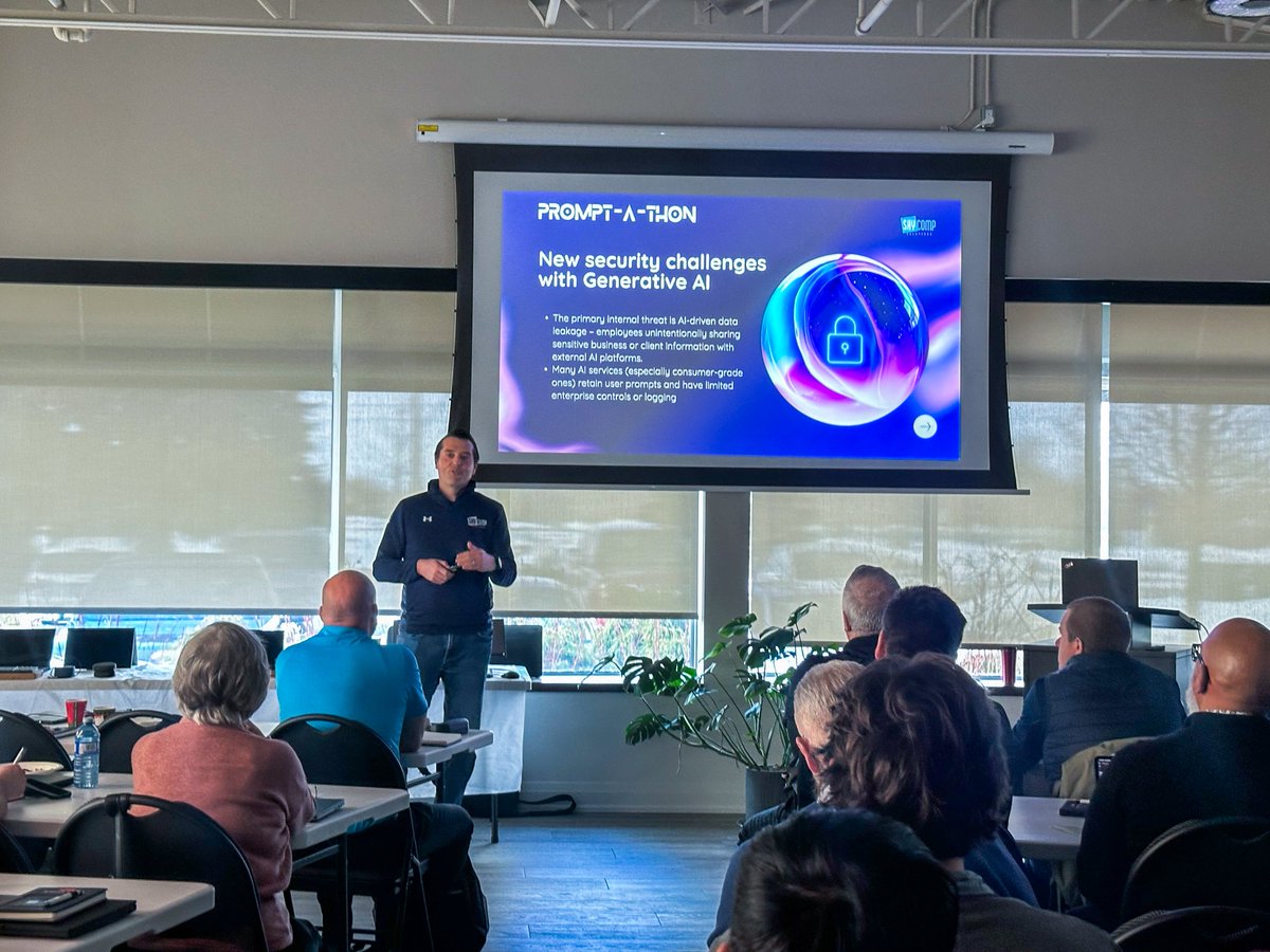 skycompIT's tweet photo. Last Thursday, we hosted one of our biggest events of the year — our Prompt-a-thon, in partnership with #Lenovo and #Microsoft
It was a full day packed with valuable insights on AI-ready devices, security in the age of AI, and a hands-on workshop focused on #Copilot. 
#AI https://t.co/JjZGHy3CRi