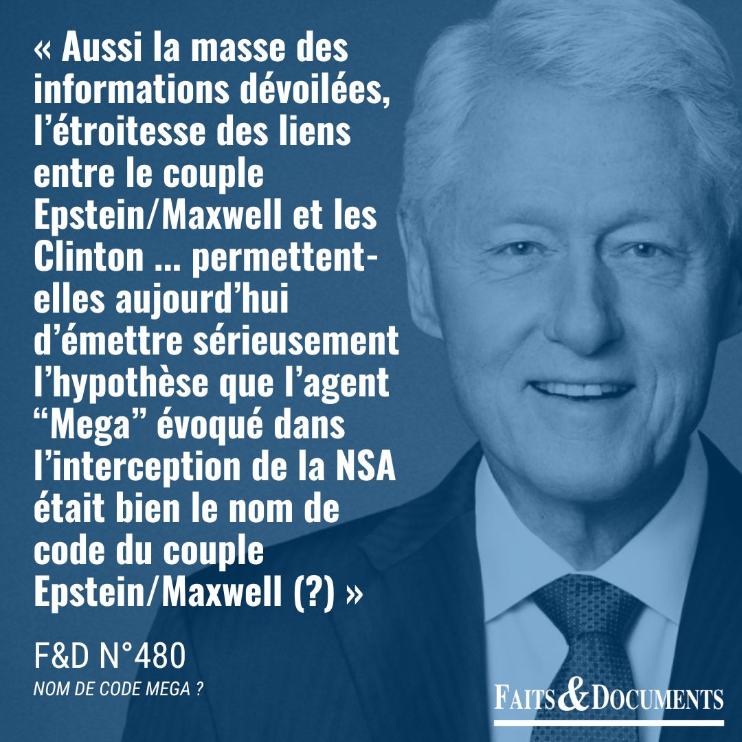 faitsetdocs's tweet image. 🔍 Découvrez les implications de Bill et Hillary Clinton dans le réseau de chantage pédocriminel de Jeffrey Epstein et Ghislaine Maxwell, en lisant les 11 numéros F&amp;amp;D du 📚 Coffret : Le Livre noir de Jeffrey Epstein ⬇️
faitsetdocuments.com/catalogue/le-l…
#ClintonCrimeFamily #Clinton