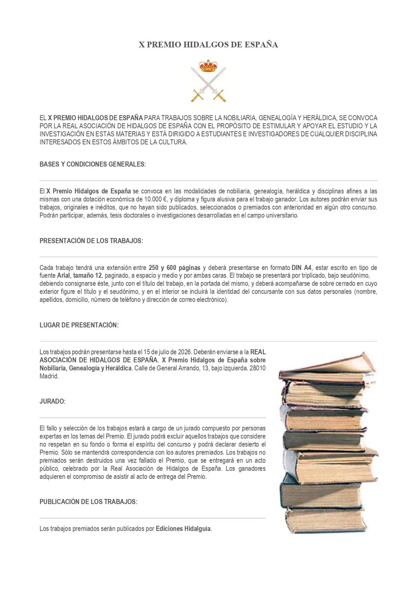 hidalgos_esp's tweet photo. X PREMIO HIDALGOS DE ESPAÑA - Bases https://t.co/pXlAPCTD01