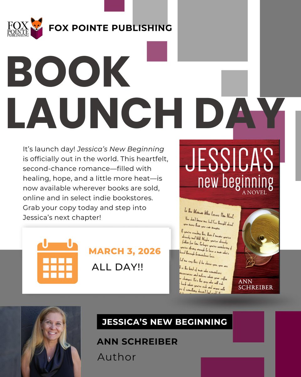 It’s launch day! Jessica’s New Beginning is officially out now. A heartfelt second-chance romance with healing, hope, and a little extra heat. Available wherever books are sold. I can’t wait for you to meet Jessica. #NewRelease #RomanceAuthor