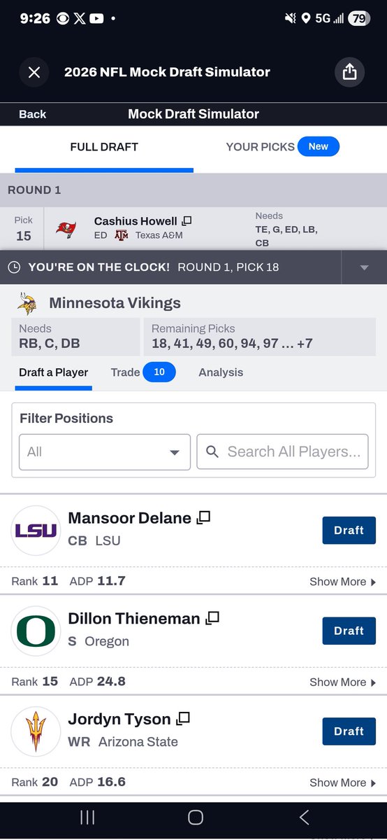 FatedDraco's tweet photo. @thorku In this scenario I did trade Addison, Greenard, and Hockenson....and well this is at 18th pick and I have no idea who you take here....I feel like you cant go wrong but what do you think? https://t.co/PQ8aztGMHk